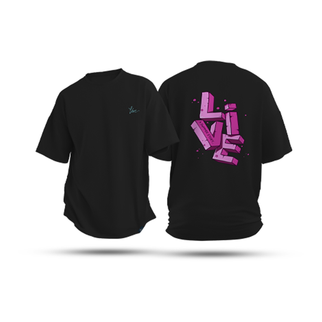 Camiseta Negra Logo Rosa